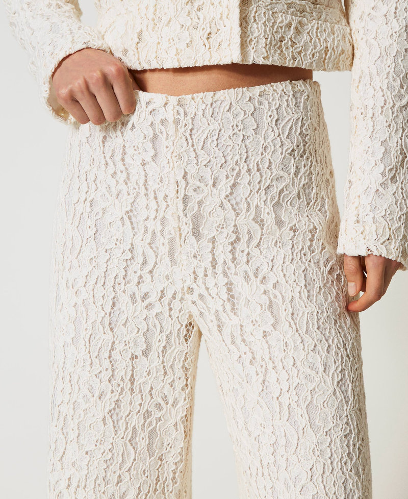 Pantalon ample en dentelle florale Blanc Neige Femme 251TT2017_00282_04