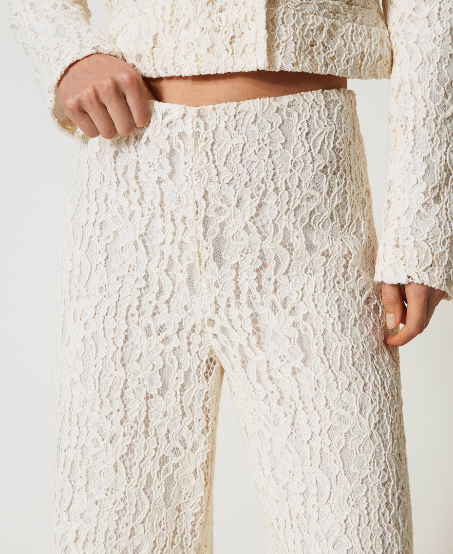 Pantalon ample en dentelle florale Blanc Neige Femme 251TT2017_00282_04