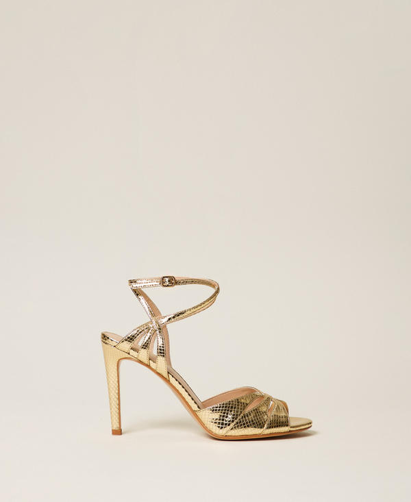 Laminated leather sandals