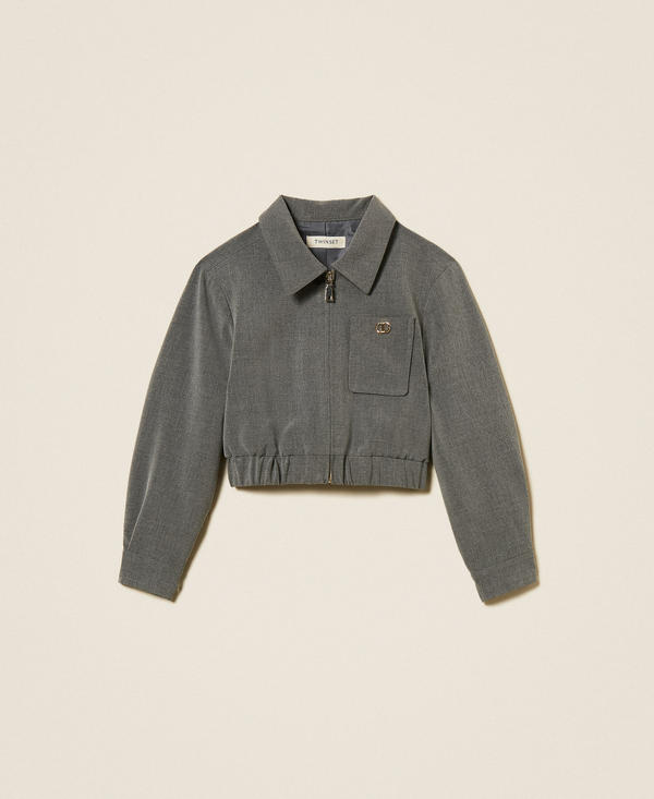 Cropped flannel jacket