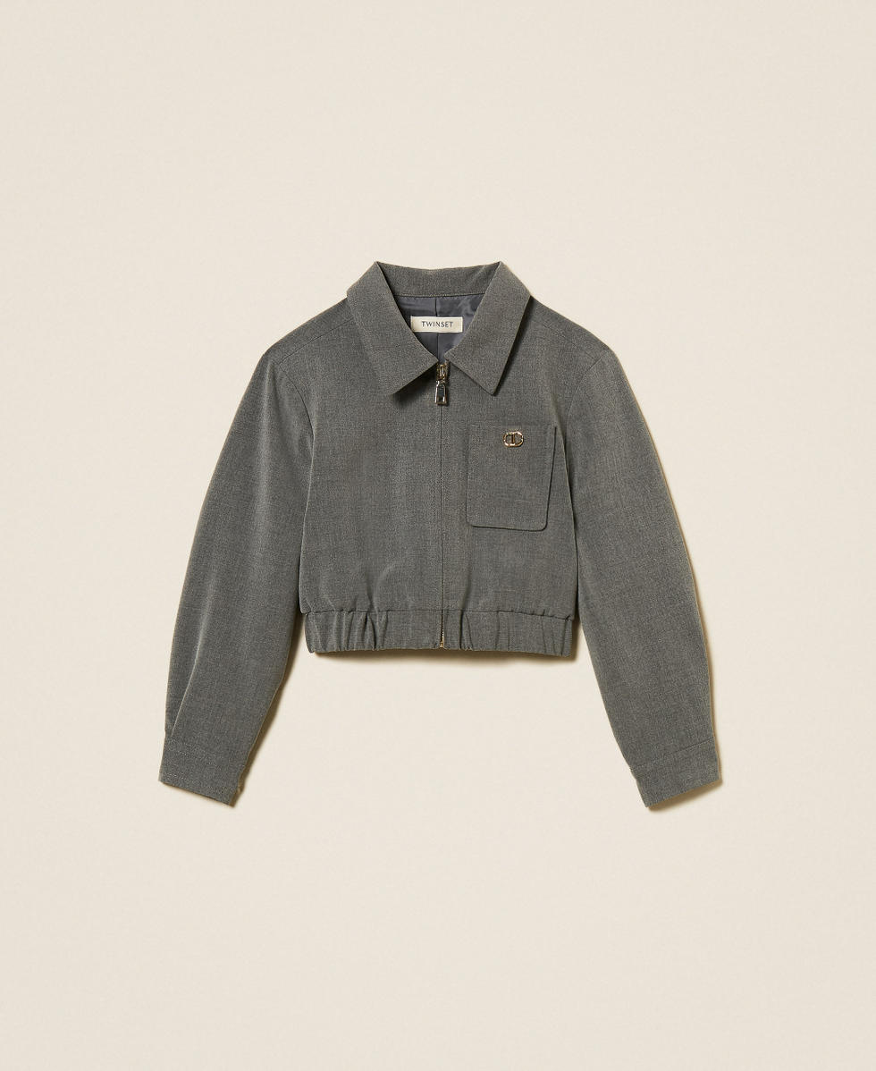 Cropped flannel jacket