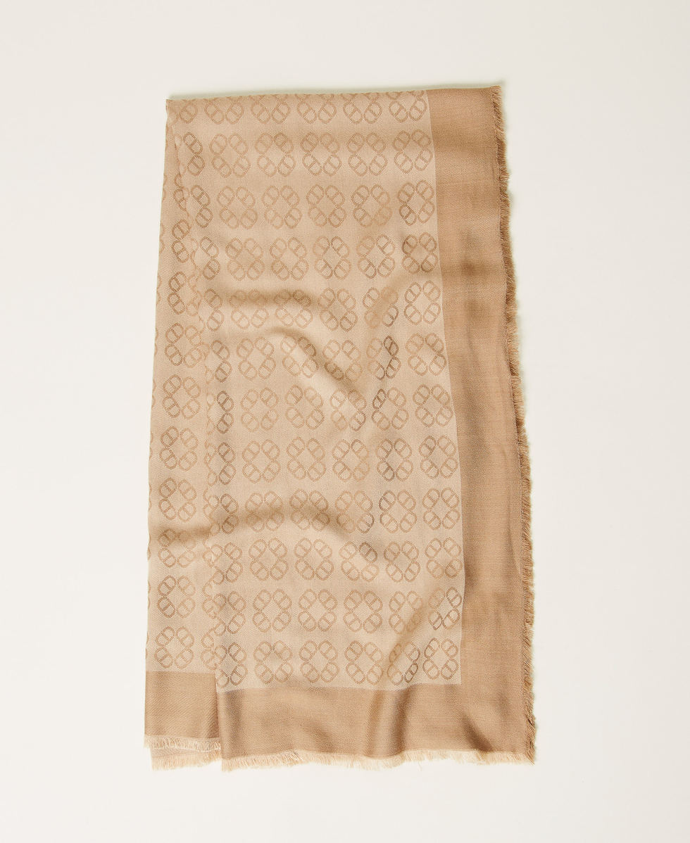 Jacquard keffiyeh with Oval T Rope Beige Woman 251TA4250_12145_01