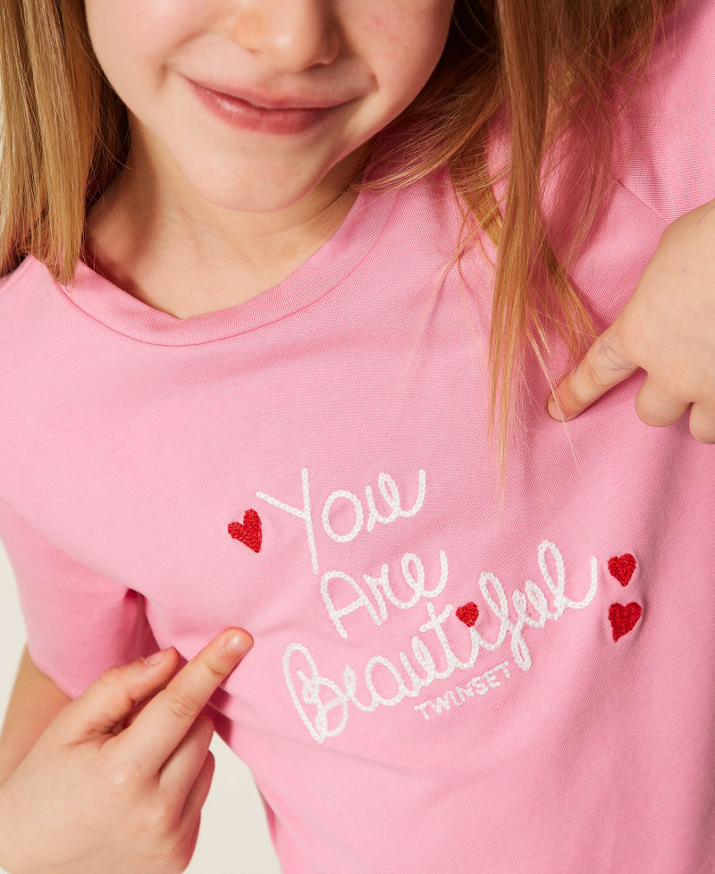 Camiseta baby con bordado Bordado Aurora Pink / Blanco Roto Ni&ntilde;a 261GB2181_13367_PD