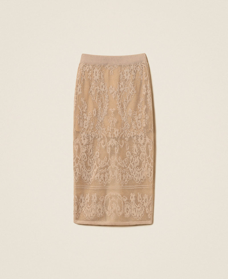 Jacquard knit midi skirt "Light Nougat" Beige Woman 262TF3032_14066_S0