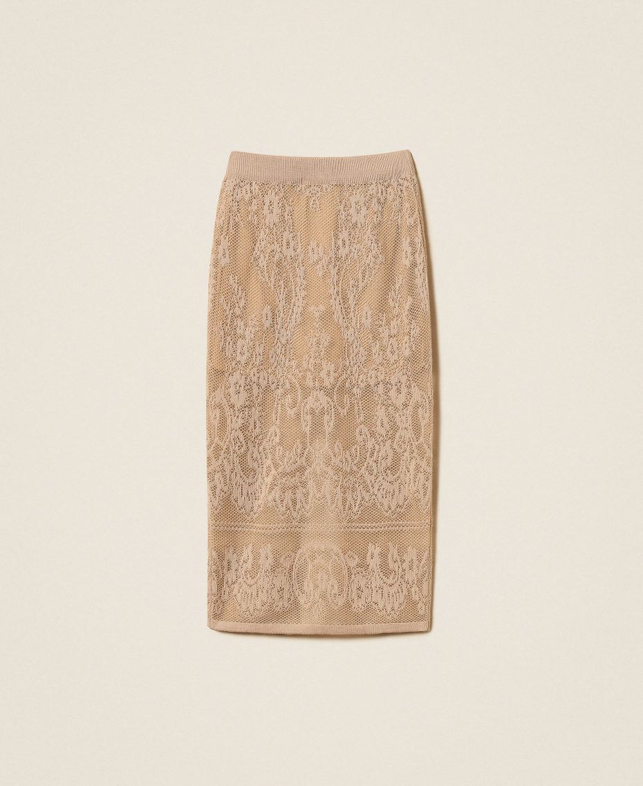 Jacquard knit midi skirt "Light Nougat" Beige Woman 262TF3032_14066_S0