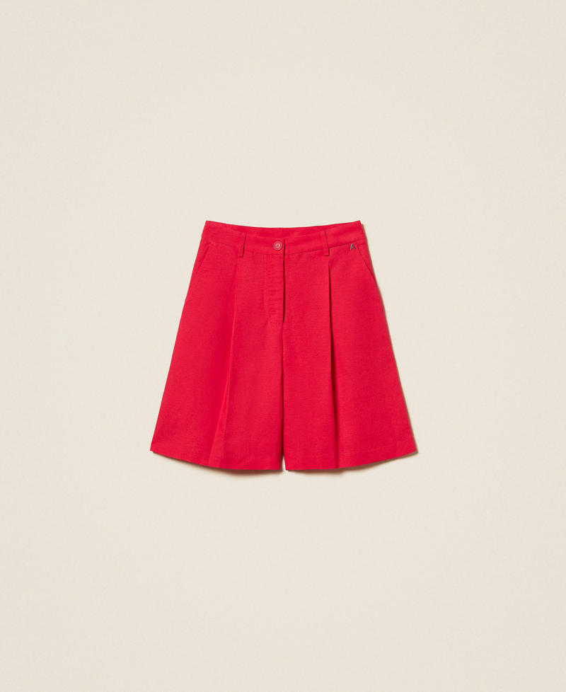 Linen blend Bermuda shorts Magenta Red Woman 261AP2321_13160_S0