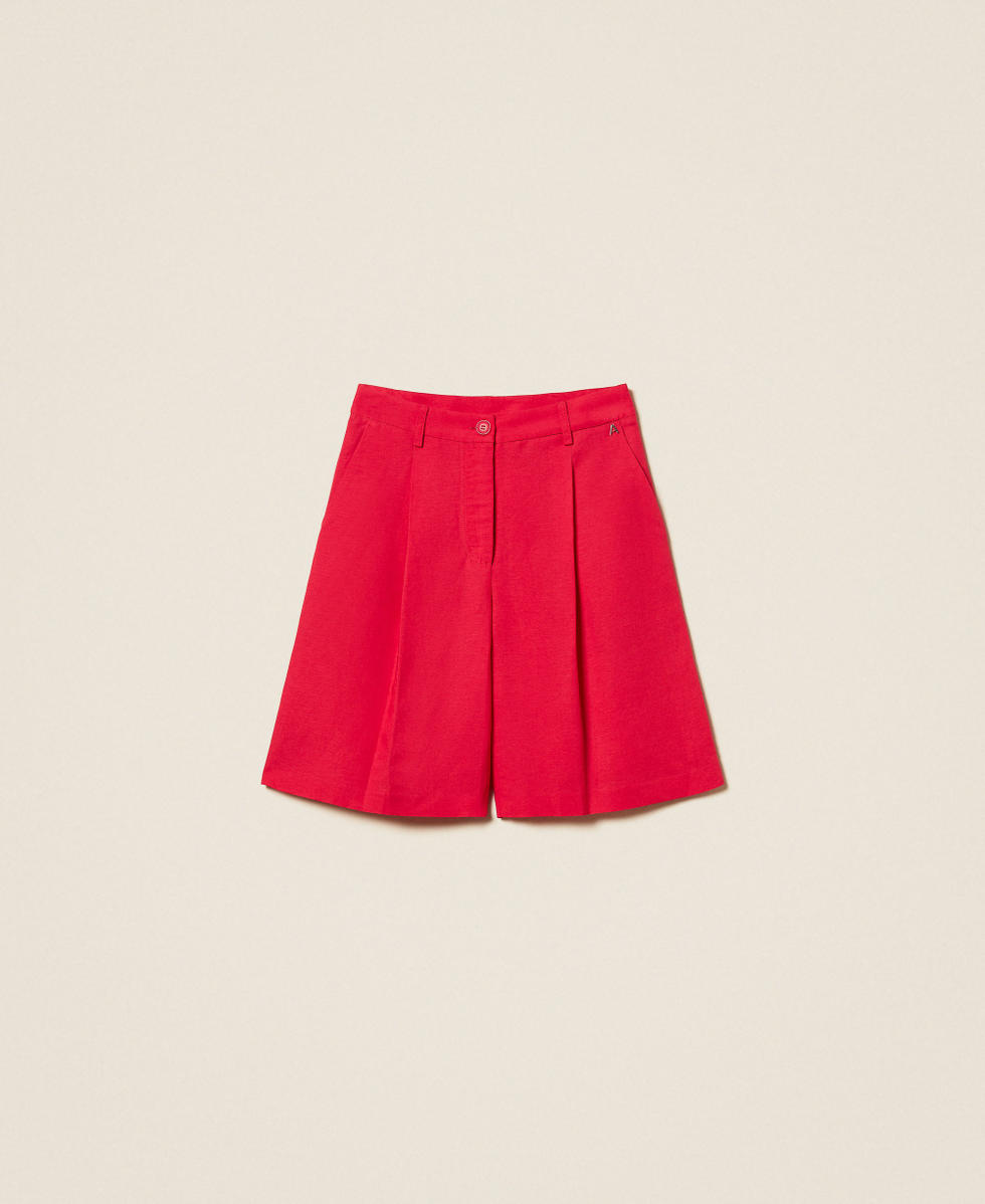 Linen blend Bermuda shorts