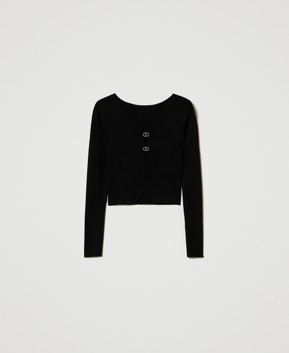 2-in-1-Pullover mit Oval Ts Schwarz Frau 242TT3031_00006_S0