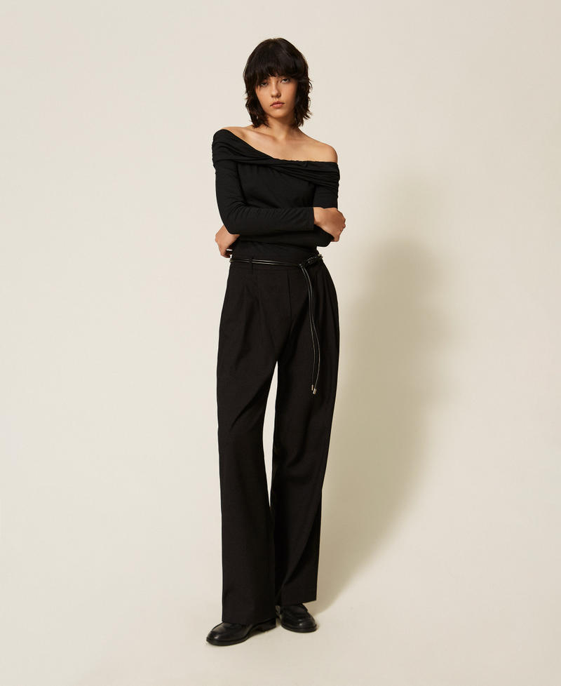 Combinaison avec drap&eacute; et ceinture Noir Femme 262LI2WEE_00006_02