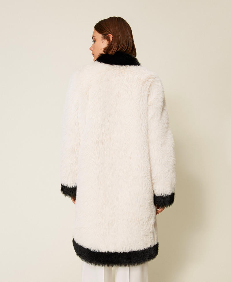 Cappotto in faux fur bicolore Bicolor Bianco "Neve" / Nero Donna 252TT2153_12865_04