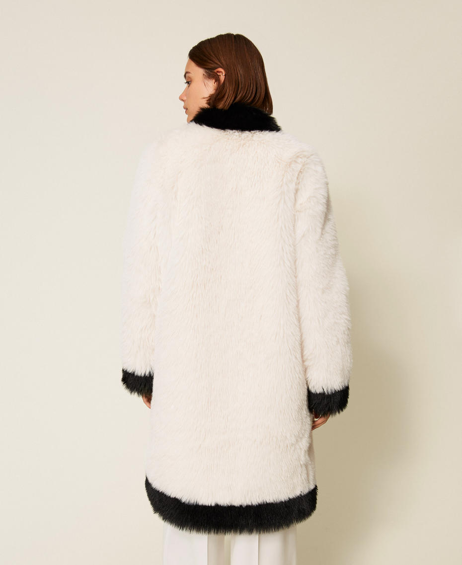 Cappotto in faux fur bicolore Bicolor Bianco "Neve" / Nero Donna 252TT2153_12865_04