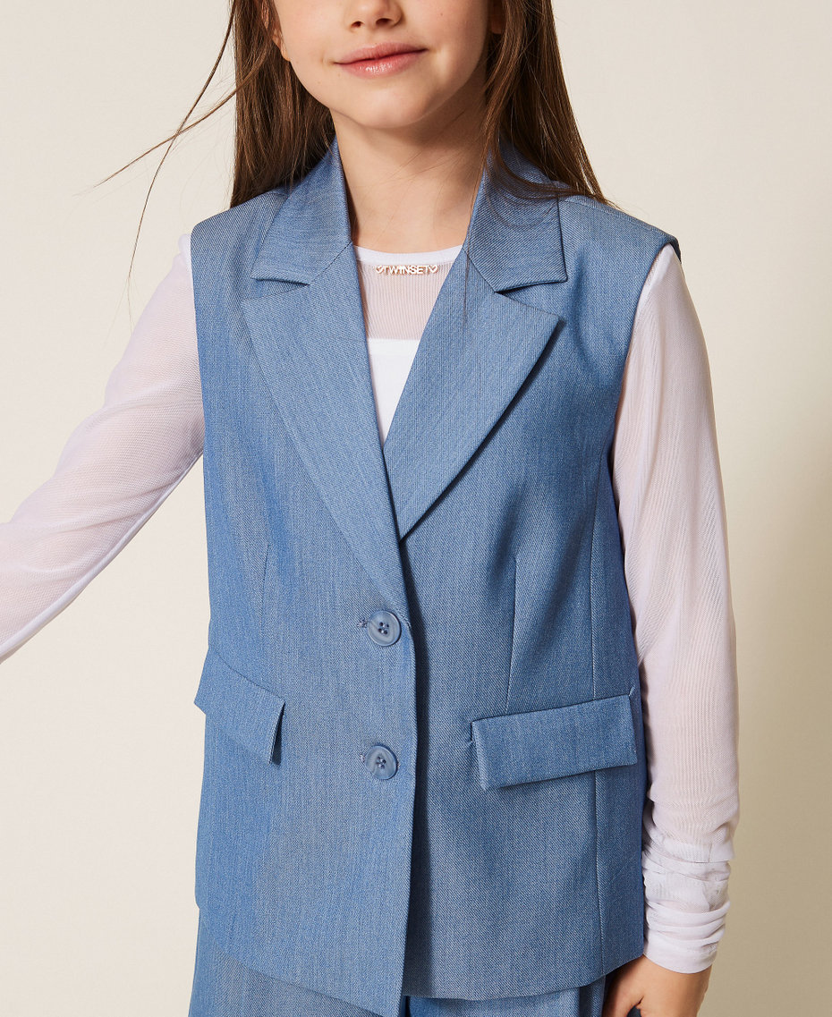 End-on-end cloth single-breasted sleeveless jacket Skyline Girl 261GJ2Q10_04614_04