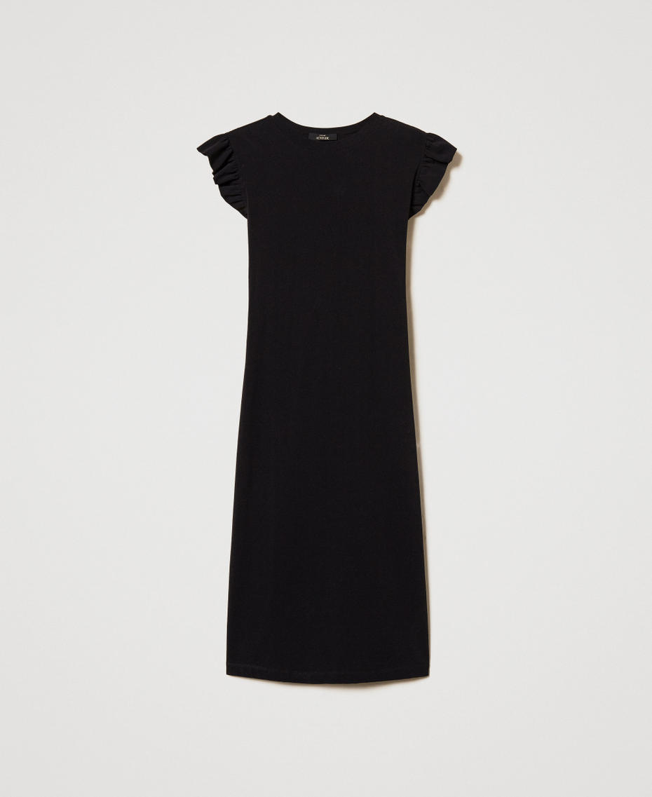 Midi dress with criss-crossed drawstring Black Woman 251AP2134_00006_S0