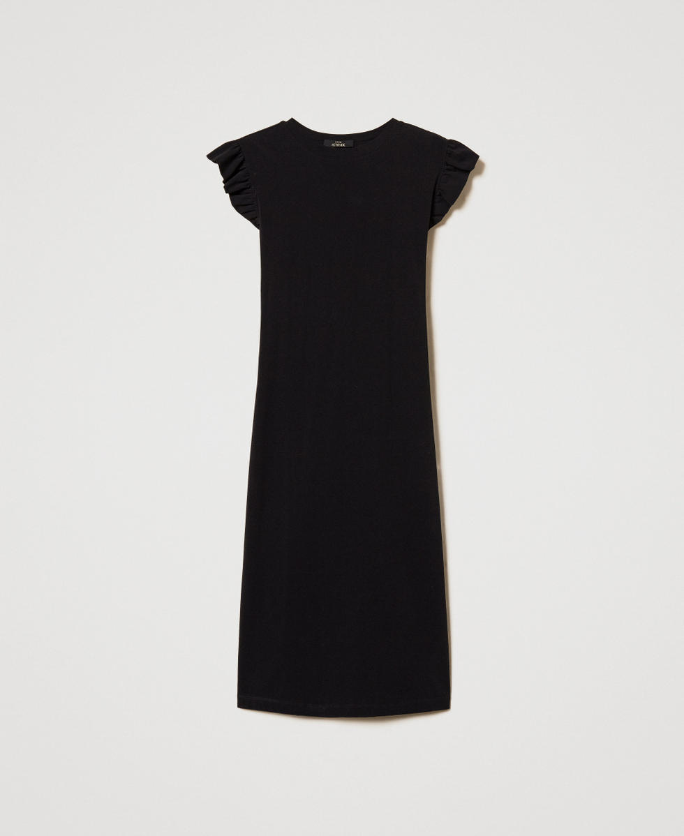 Robe midi avec cordon de serrage crois&eacute; Noir Femme 251AP2134_00006_S0