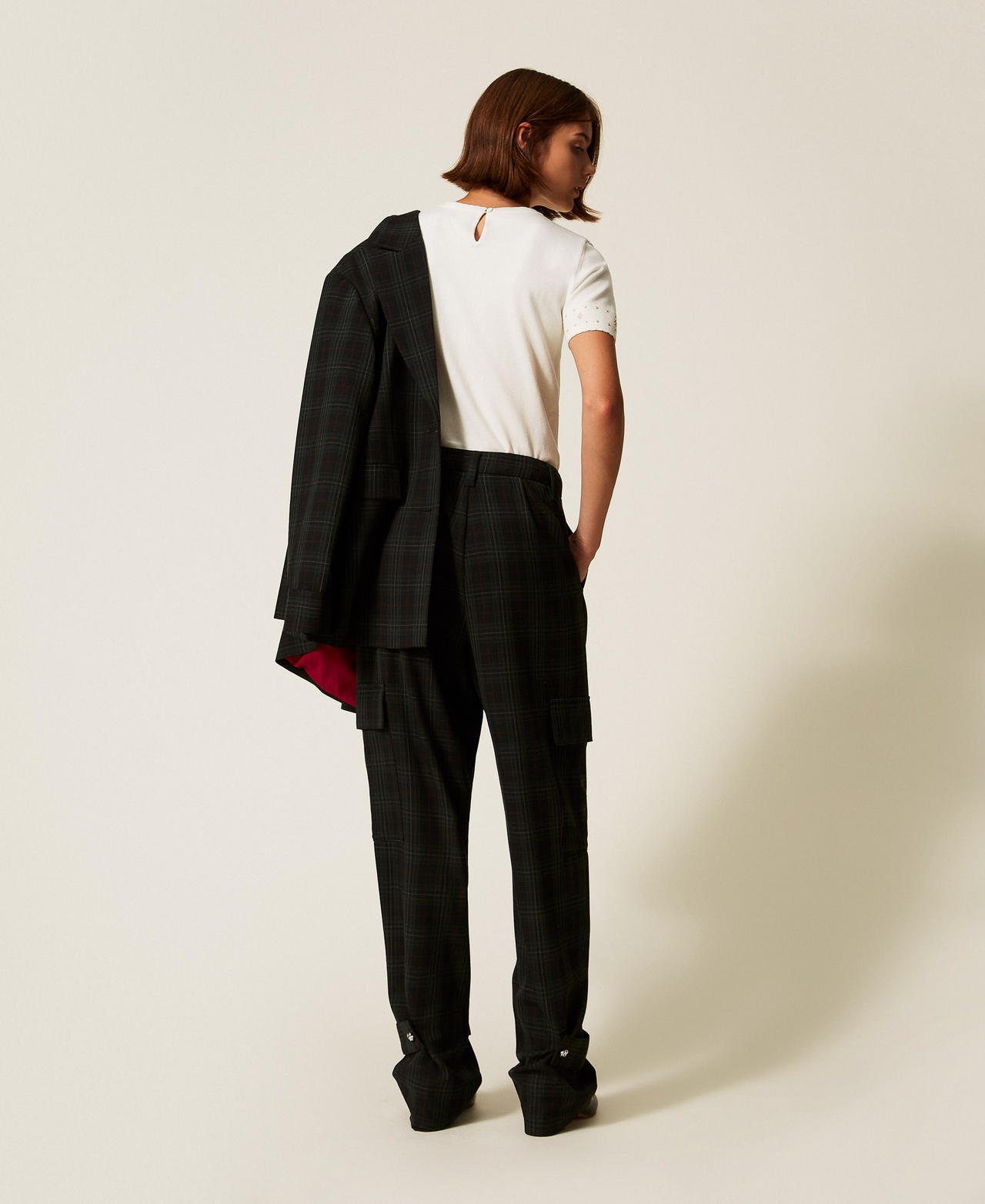 Pantalón cargo de tartán Verde «Daily Tartan» Mujer 252AT2132_12451_02