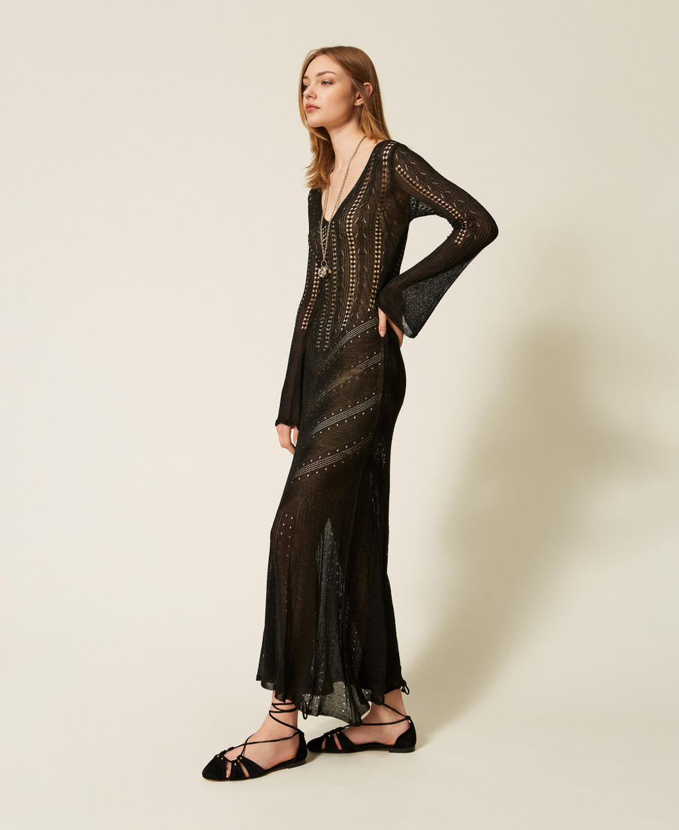Abito lungo in maglia con lurex Nero Lurex Donna 261TT3134_13597_02