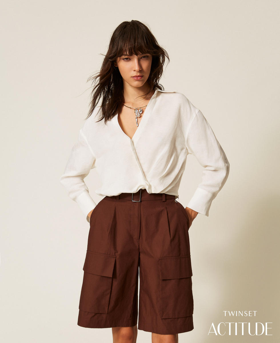 Recycled poplin cargo Bermuda shorts