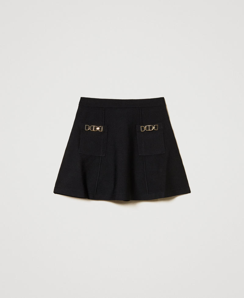 Knit miniskirt with Oval T clasps Black Girl 251GJ3QW3_00006_0S