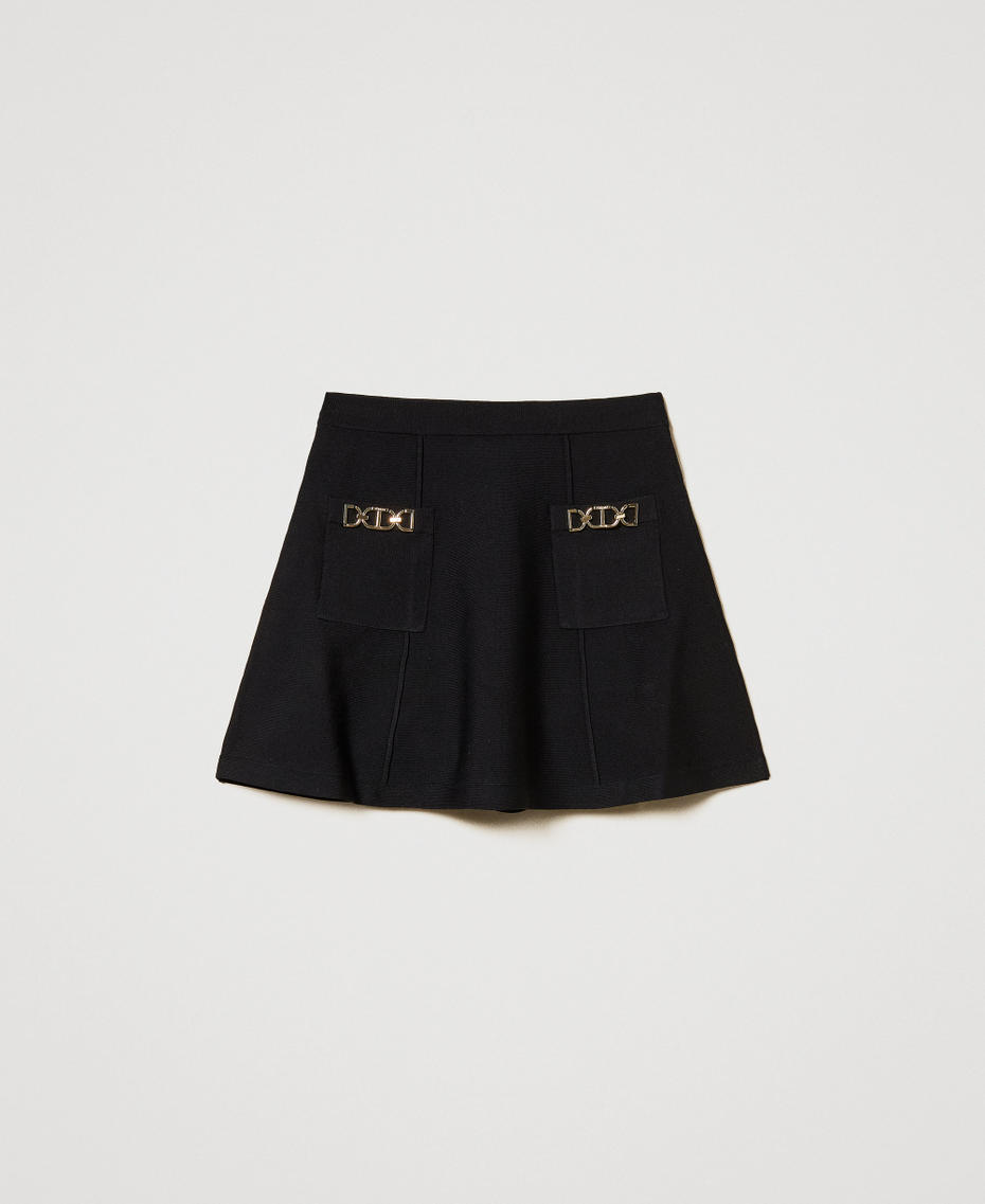 Knit miniskirt with Oval T clasps Black Girl 251GJ3QW3_00006_S0