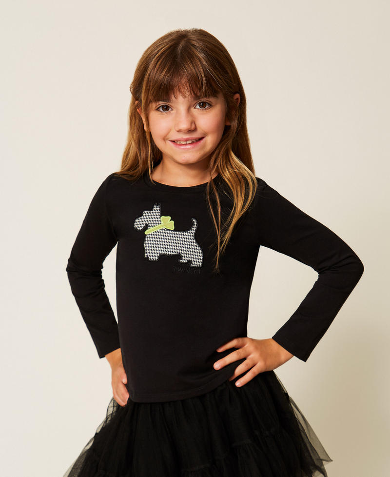 T-shirt baby con stampa pied-de-poule Nero Bambina 252GB2070_00006_01