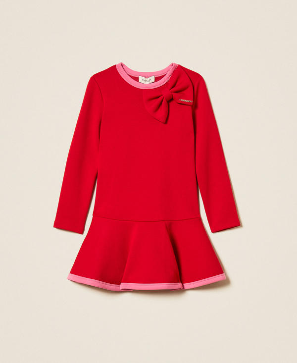 Kurzes Babykleid aus Scuba-Gewebe mit Schleife