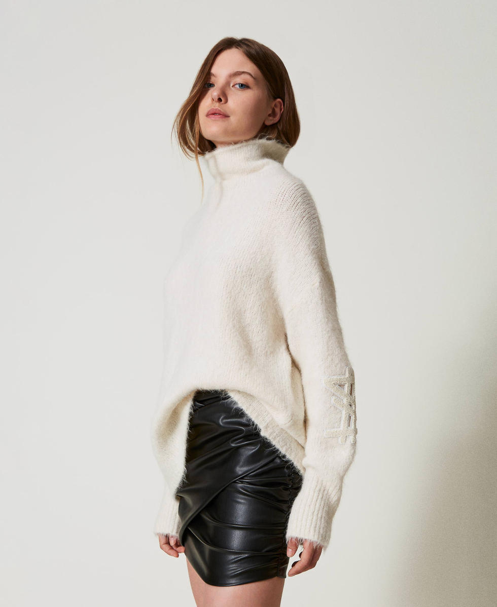 Pullover MYFO aus Alpakamischung Wei&szlig; Schnee Frau 242AQ3410_00282_03