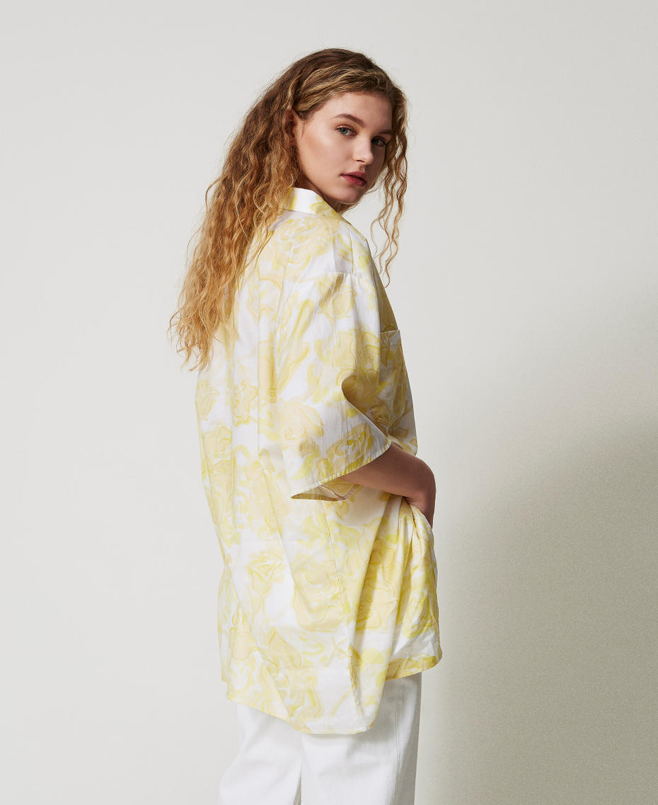 Rose print muslin shirt Yellow Pear Roses Woman 251AX2031_12434_01
