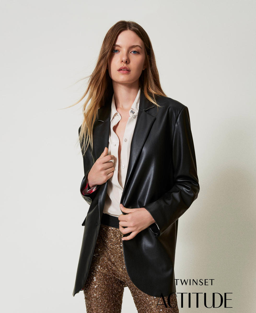Blazer MYFO de efecto piel Negro Mujer 242AQ2042_00006_01