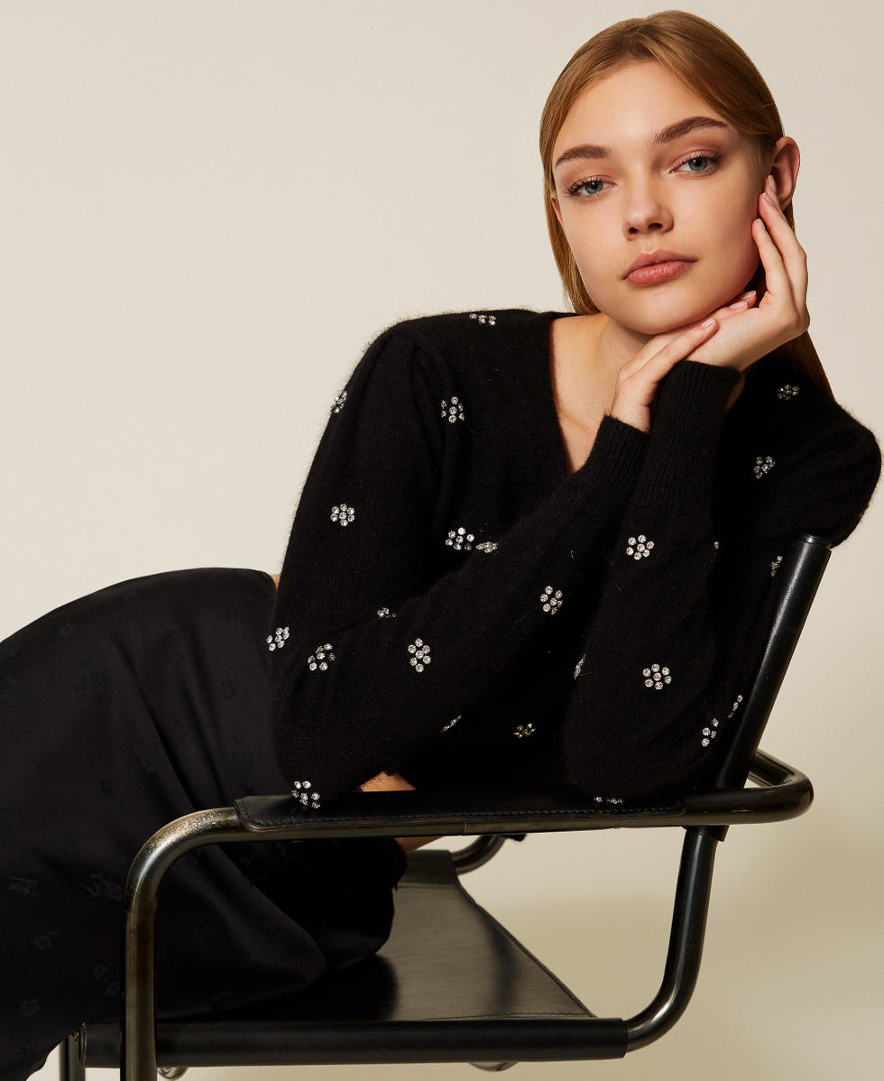 Cárdigan de mezcla de angora con bordado