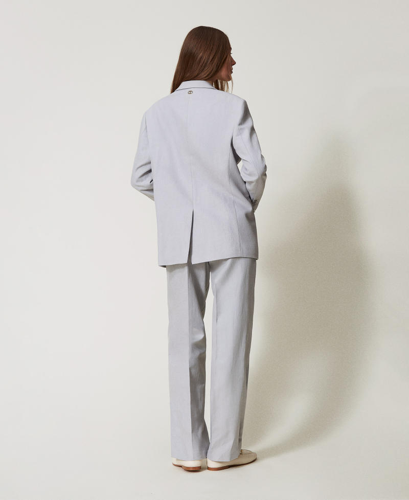 Cotton and linen twill trousers Light Ash Grey Woman 251TP2763_12147_03