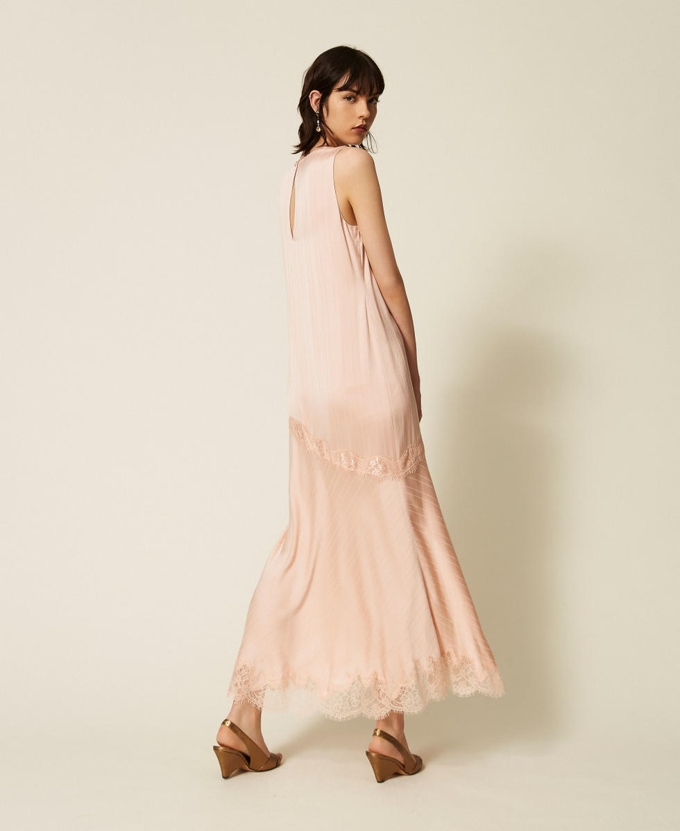 Abito lungo in raso e pizzo Rosa "Peachy Keen" Donna 262TP2120_11947_03