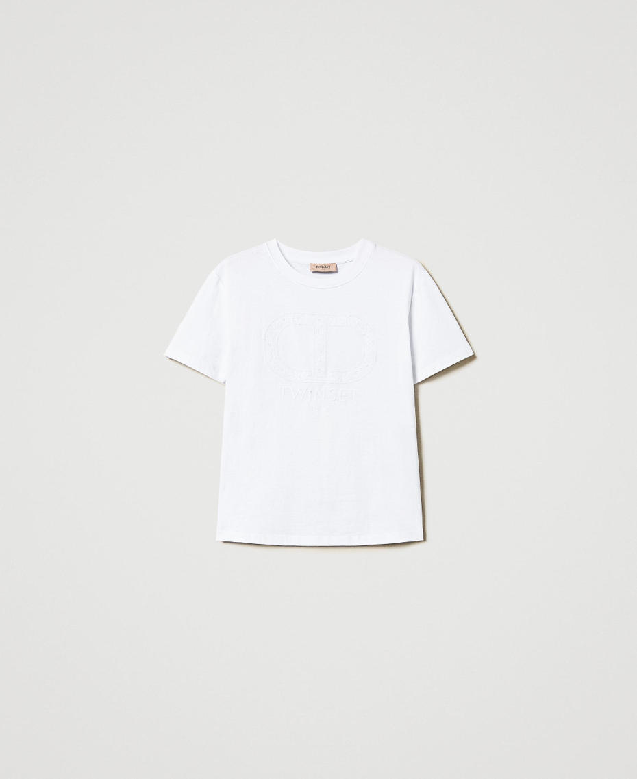 T-shirt with Oval T embroidery White Woman 251TP2072_00001_S0
