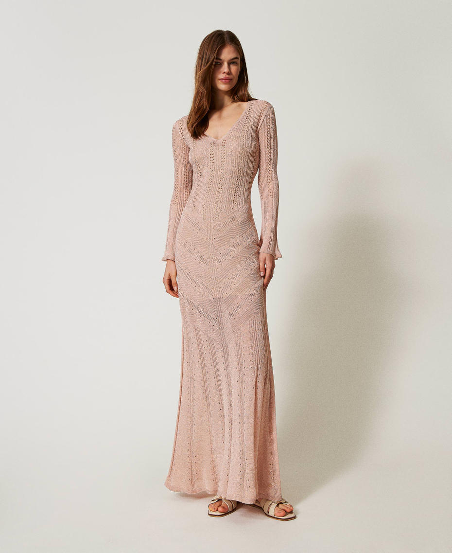 Vestido largo de punto de doble uso Sahara Rose Lúrex Mujer 251TT3180_12473_01