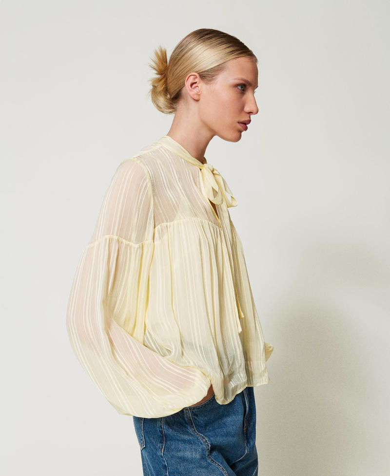 Striped jacquard blouse Vanilla Woman 251TP2263_12143_02