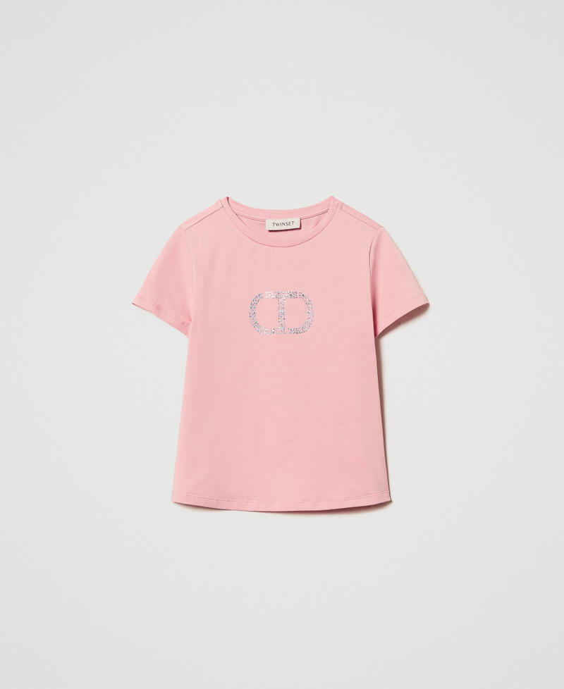 T-shirt avec Oval T strassé Sweet Rose Fille 251GJ2485_00533_S0