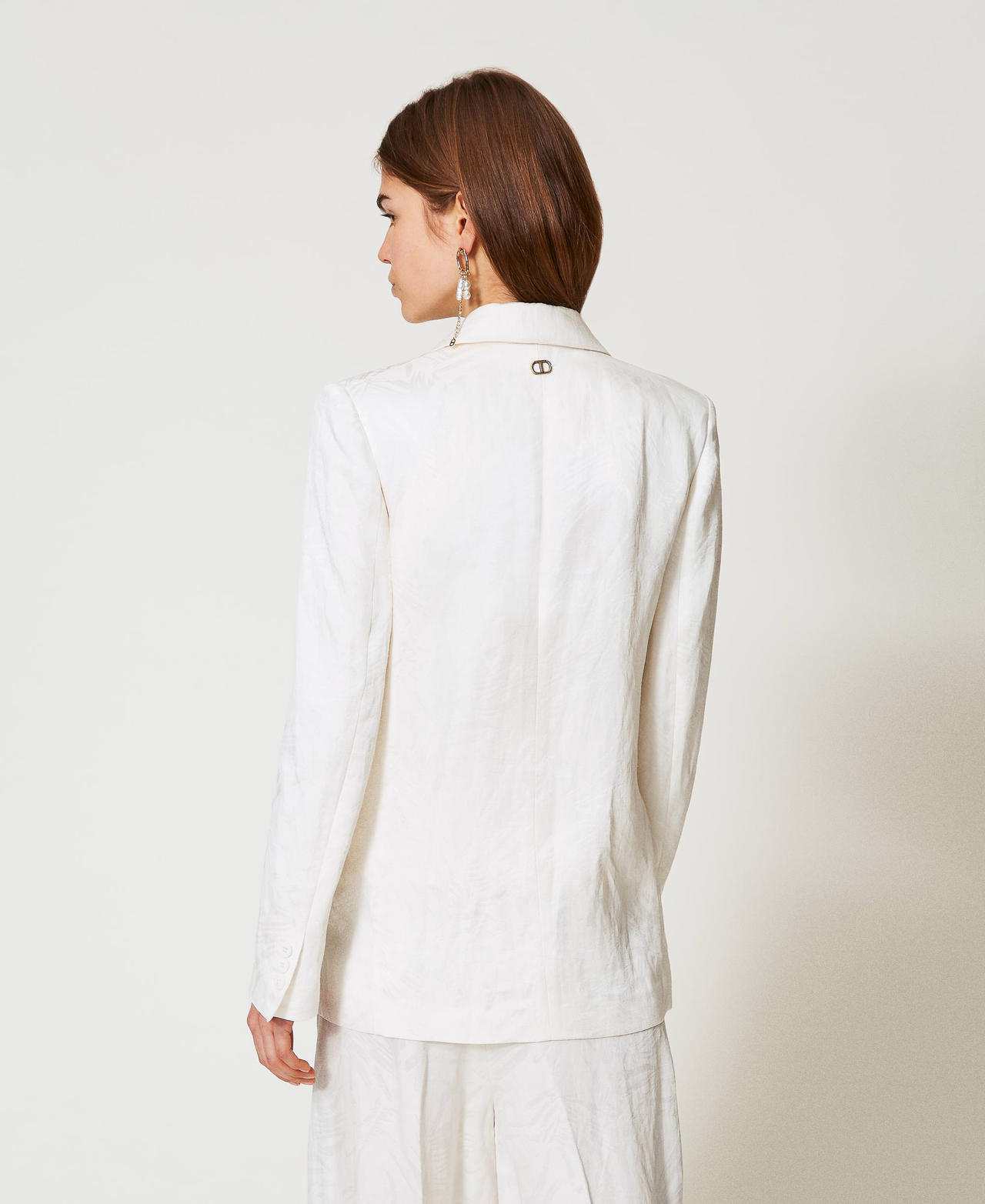 Blazer in jacquard satin White Snow Woman 251TT2175_00282_03