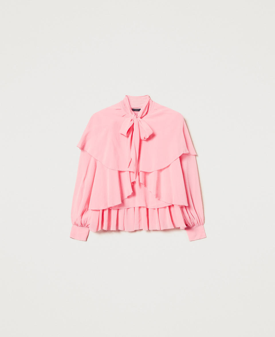 Georgette blouse with flounces Peach Woman 251TP2742_12142_S0