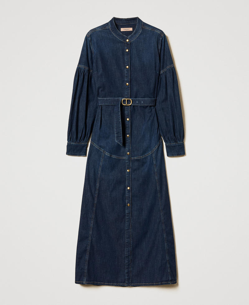 Maxi-Jeanskleid mit Gürtel