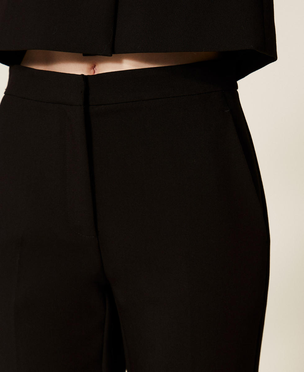 Cr&ecirc;pe palazzo trousers Black Woman 252TT2232_00006_04