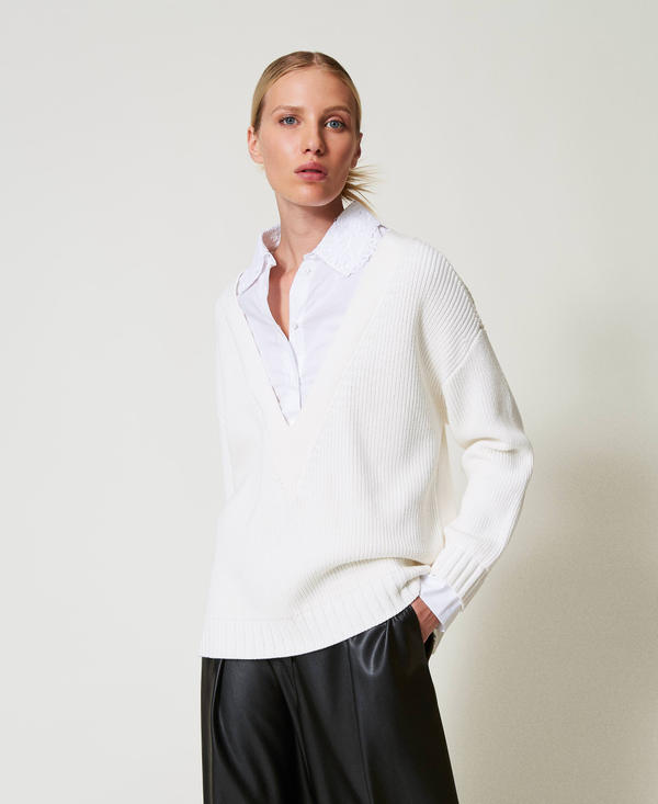 Jumper with mock shirt