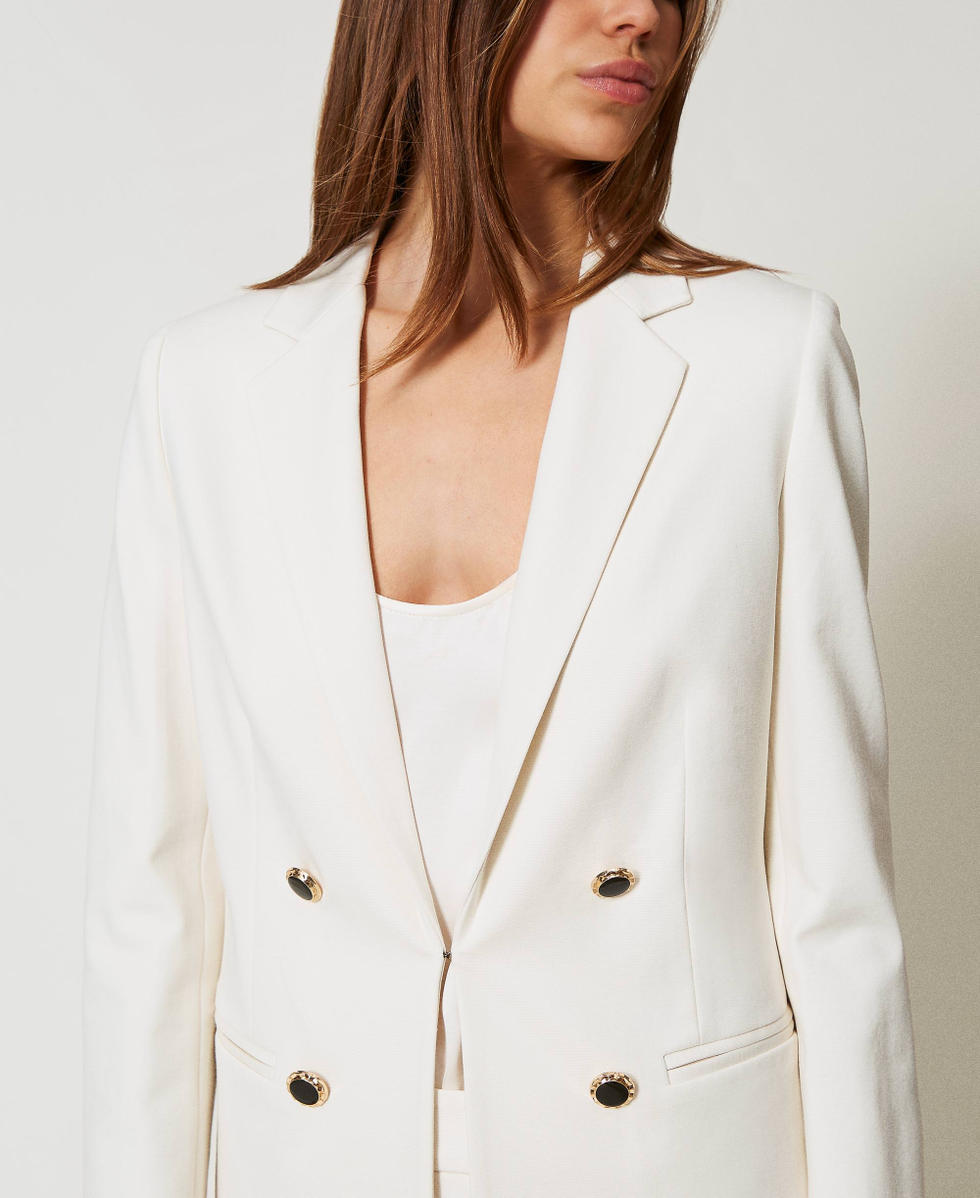 Double-breasted jacket with jewel buttons Mother Of Pearl Woman 251TP2139_00059_05