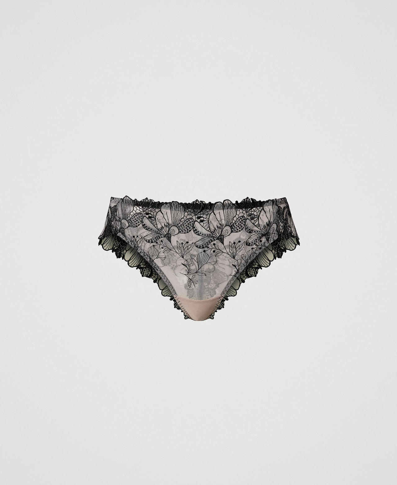 Scee by twin set Slip brasiliana in tulle ricamato