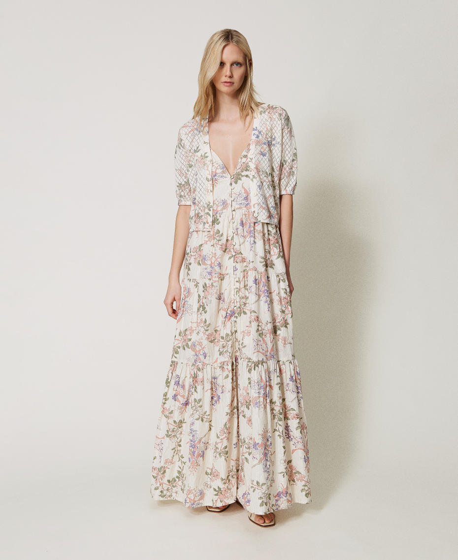 Cropped-Cardigan mit Blumendessin Multicolor Blumenprint Frau 251TT3320_12531_01