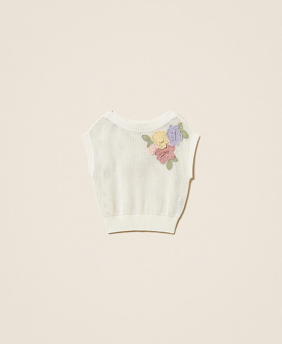 Top en maille florale Beige &laquo;&thinsp;Parchment&thinsp;&raquo; Femme 261TT3310_07222_S0