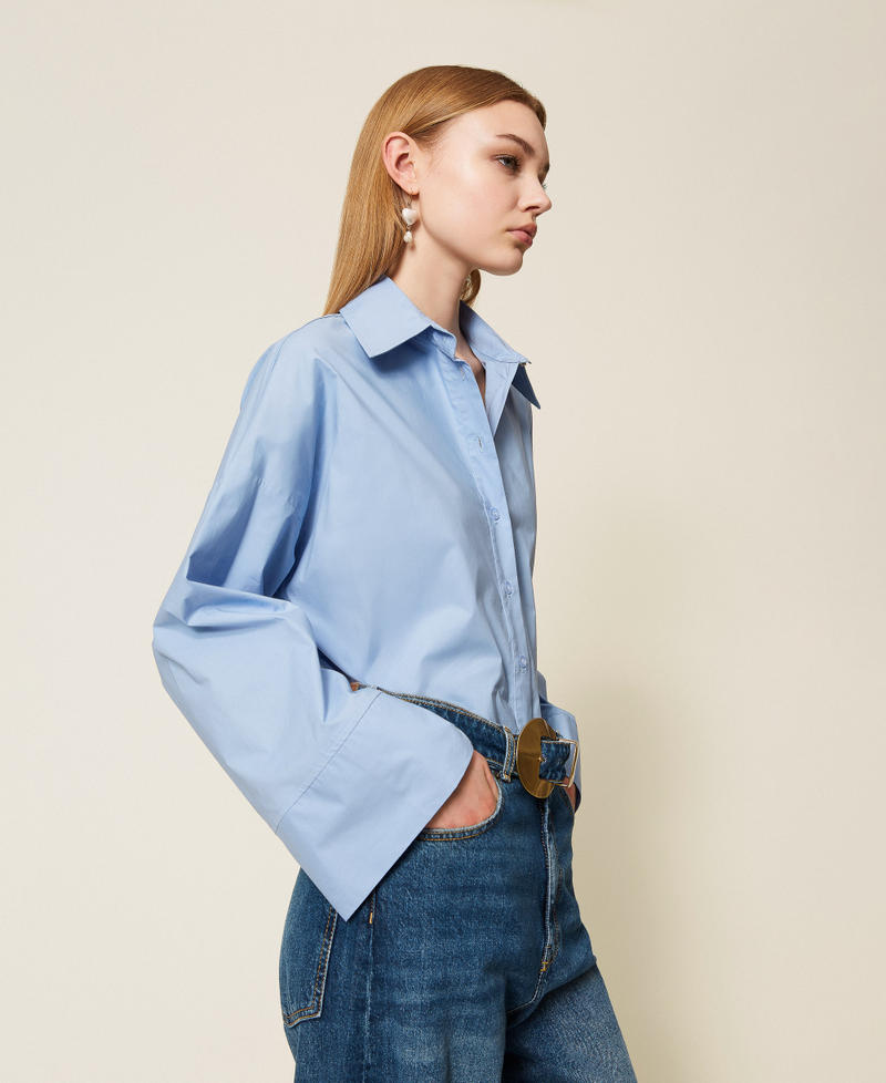 Wide poplin shirt Blue Jasmine Woman 252TF2072_12551_02