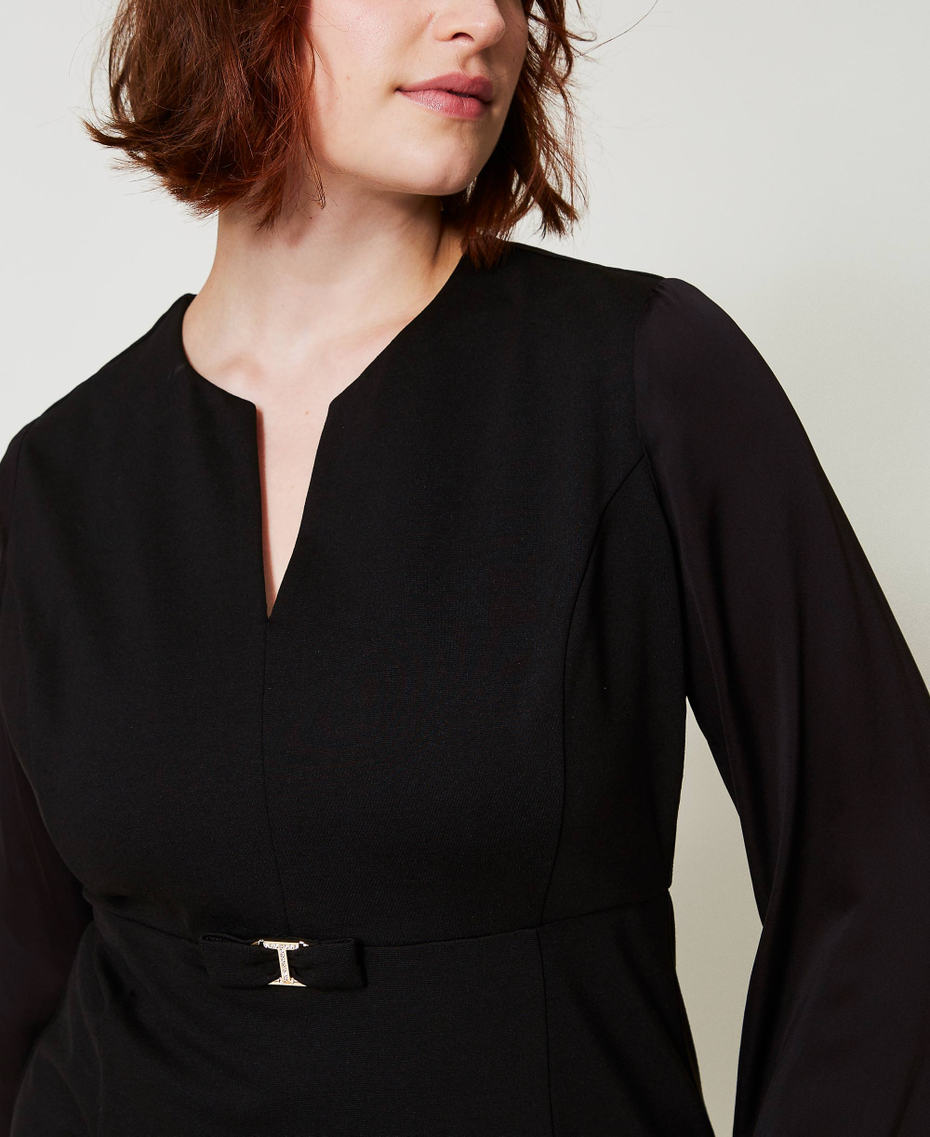 Short dress with bow and Oval T Black Woman 242TT204C_00006_04