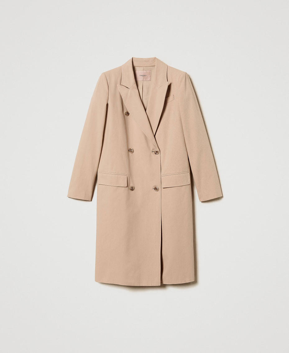 Double-breasted trench coat with logo buttons Rope Beige Woman 251TP2210_12145_S0
