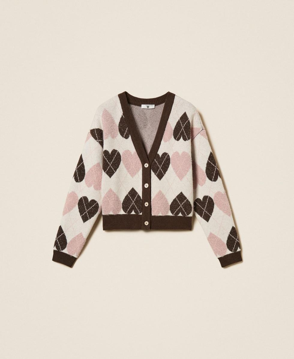 Jacquard cardigan with heart pattern