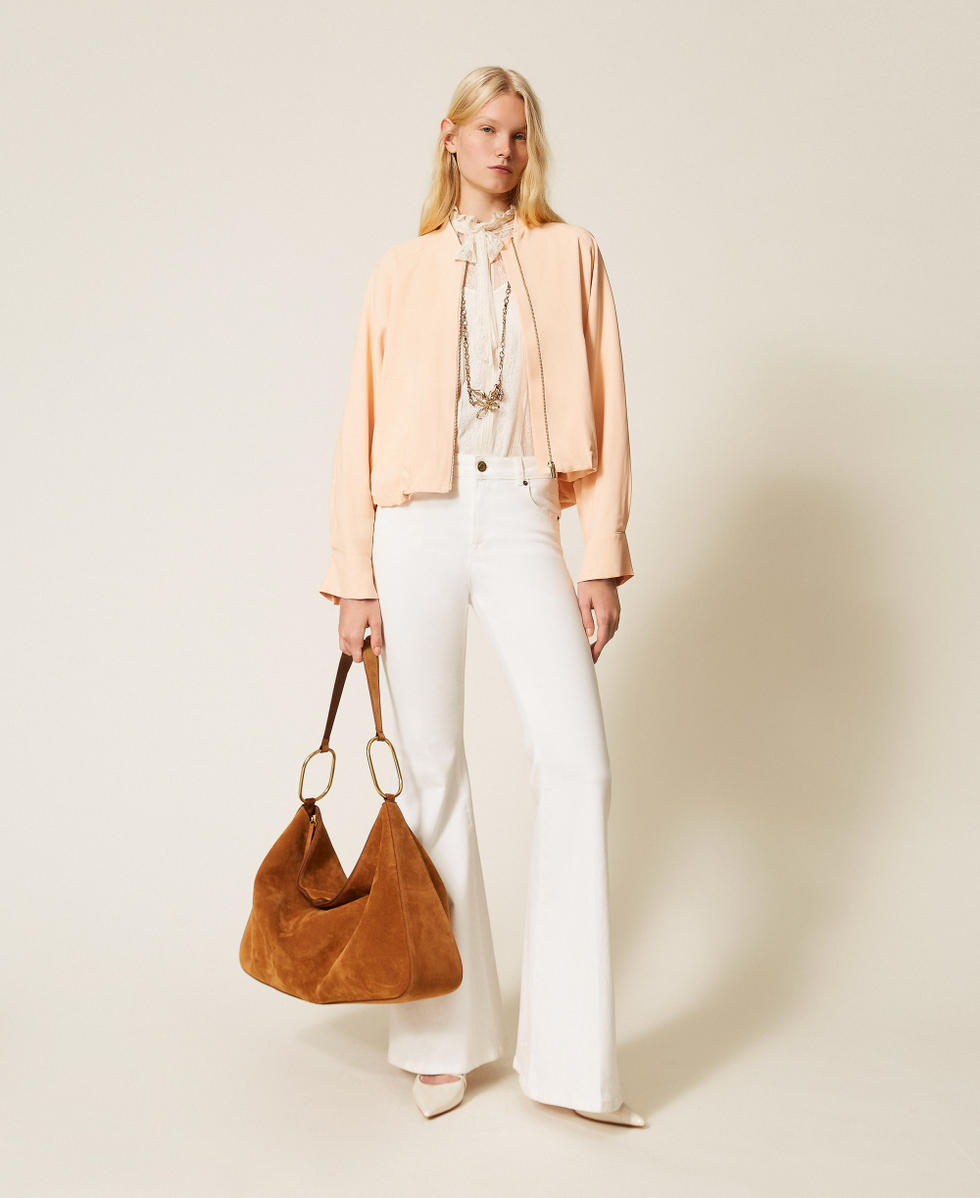 Bomber jacket with kimono sleeves