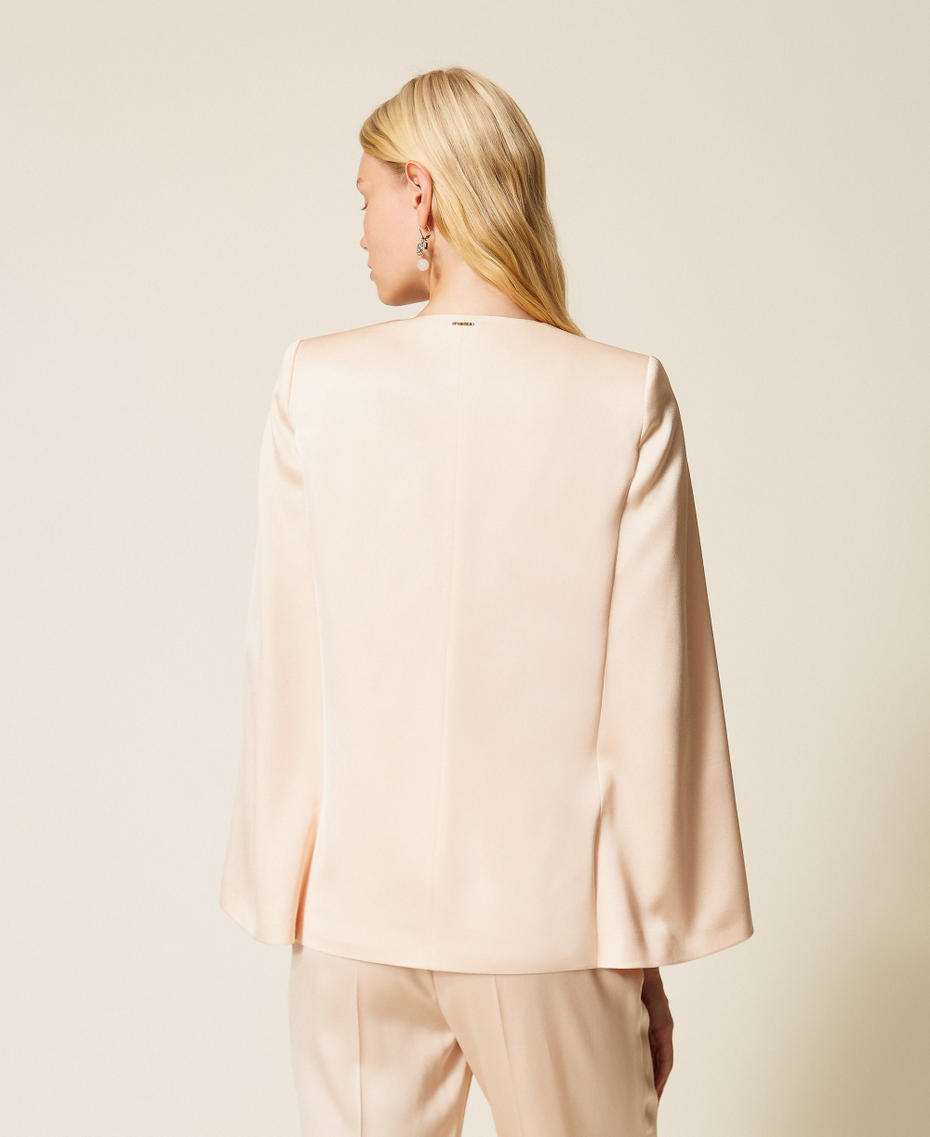 Satin cape jacket "Parchment" Beige Woman 261TP2400_07222_03